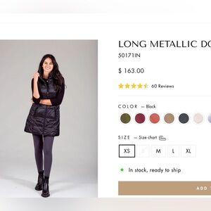 Long metallic down vest